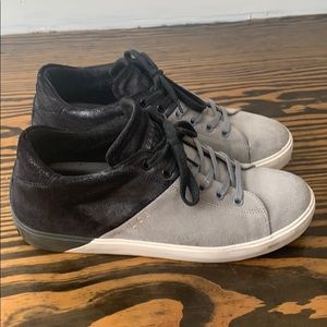 Leather crown two tone mid sneakers